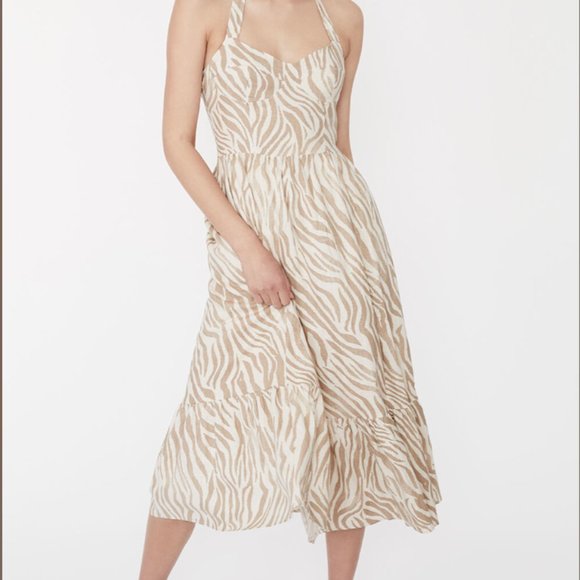 NALA MIDI DRESS IN BEIGE TIG - Picture 1 of 5